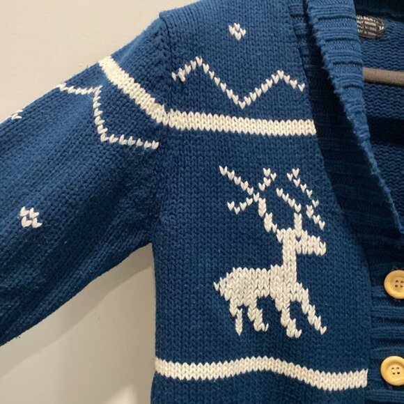 Sea to Sky Reindeer Cardigan Blue Sweater Size medium - Picture 8 of 15